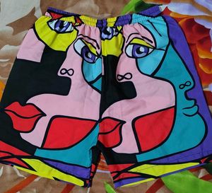 Abstract Face Print Shorts
