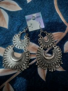 Oxidized Silver Jhumka Earrings