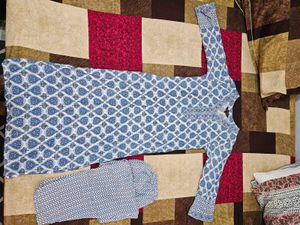 Blue Paisely Print Kurta Pant Set(S) (no duppata