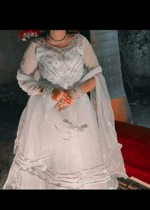 Elegant White Embroidered Anarkali Gown