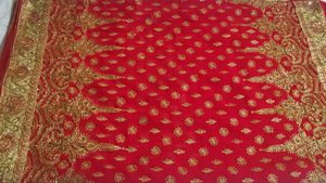 Red Heavy Work Stone Gorgeous Saree