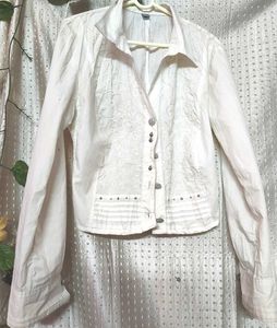 Embroidered White Button-Down Top