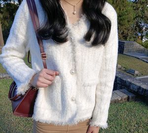 white cardigan