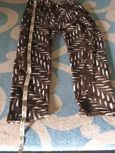 Cozy Brown Leaf Print fleece Pajama Pants