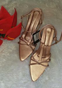 Gold Strappy Flat Sandals