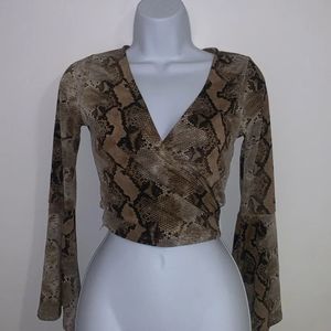 Windsor Snakeskin Print Mesh Top