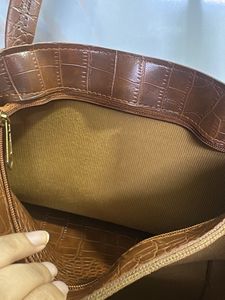 brown textured tote