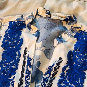 Silk And Cotton Embroidered Kurti