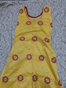 Yellow Embroidered Kurti