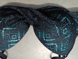 Stylish Black &amp; Teal Lace Bra