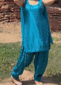 Teal Kurta Set with Sequins