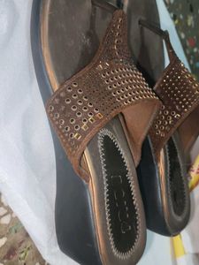 Sparkly Brown Wedge Sandals