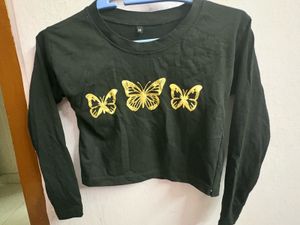 Cute Black Butterfly Crop Top