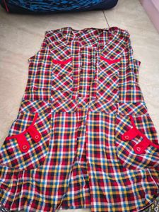 Plaid shrug with Red Accents