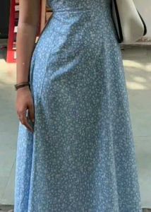 Chic Blue Floral Midi Dress