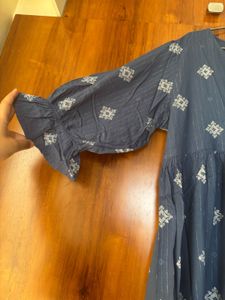 Elegant Blue Printed One Piece dress