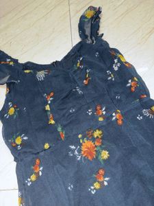 Chic Floral Navy Blue Dress