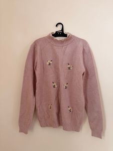 Charming Embroidered Mock Neck Sweater