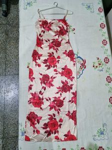 Newme Floral Print Satin Slip Dress