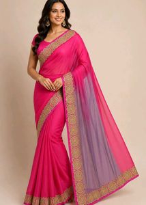 Beautiful Pink Embroidered Saree