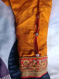 Trendy Orange Silk Blouse Stiched