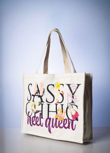 Hand-drawn thick cotton canvas tote bag