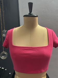 Hot Pink Square Neck Crop Top