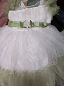 Elegant White & Green Gown