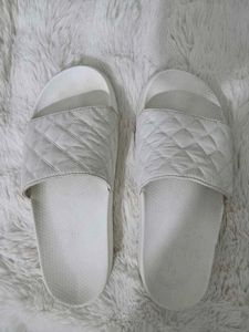Go crazy  Quilted White Slides