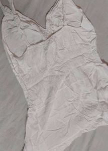 White Lace Trim Cami Dress