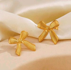 Gold Bow Stud Earrings