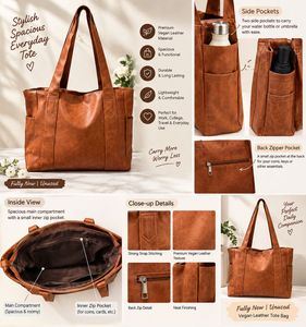 Stylish Vegan Leather Everyday Tote Bag