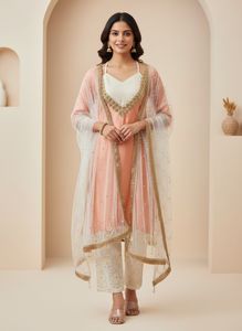 Peach Kurta Set with Dupatta