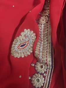 Red Embroidered Saree with blouse