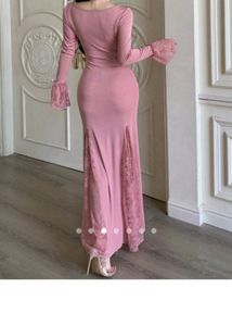 Elegant Pink Lace Trimmed Dress