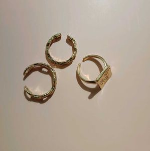 Set of 3 Gold Tone Statement Rings