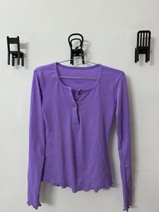 Purple Long Sleeve Henley Top
