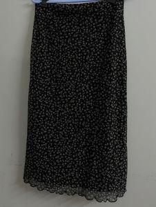 Black Floral Maxi mesh skirt