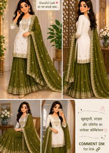 Elegant White & Green Kurta Set