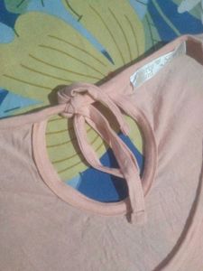 Peach Sleeveless Top with Pocket Detail