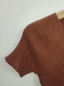 Summer Korean Women Solid Color V Neck Top