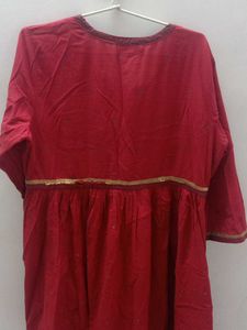 Red Kurta with Gold Trim