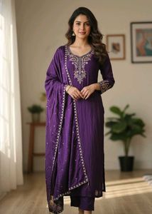 Elegant Purple Embroidered Kurta Set