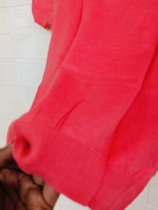 Coral T-Shirt with Puff Sleeves