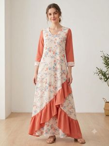 plus size Floral Ruffle Maxi Dress