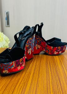 Boho Wedge Heels with Floral Design