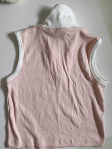Pink Ribbed Polo Crop Top