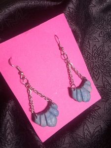 Handmade Blue Fan Earrings