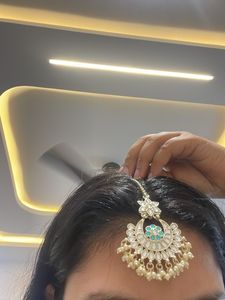 Elegant Maangtika with Pearls &amp; Stones
