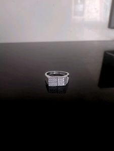 Diamond Gents Silver Ring Pure